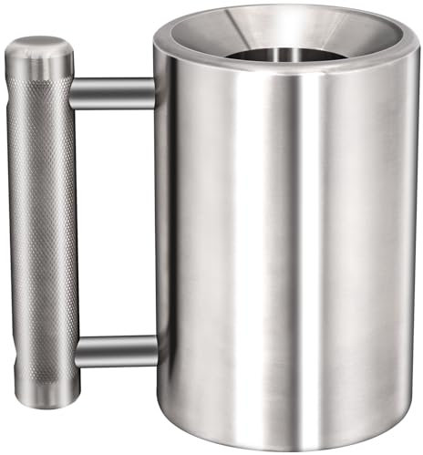 DITOSH 8kg 17.6lb Heavy Coffee Mug Challenge 304 Stainless Steel Dumbbell Cups Silver Overweight Sports Water Cup for Fitness Training Arm Strength Prank Gift Home Gym Workout Equipment 100ml 3.4oz
