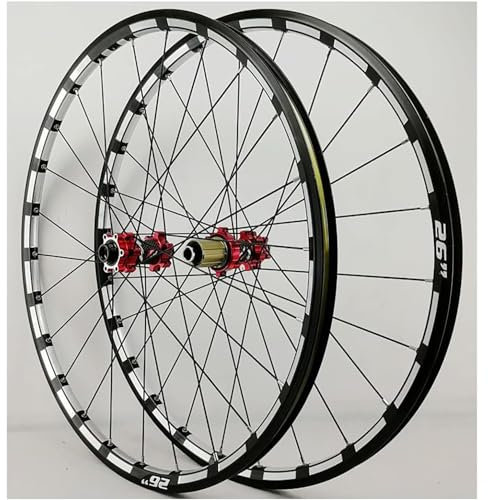NBTRXWAFR Mountainbike-Laufradsatz 26/27.5'' 29 Zoll MTB Scheibenbremse Steckachse Laufräder Straight Pull Speichen Felge 24H Nabe Für 7 8 9 10 11 12 Gang Kassette,Rot,29inch