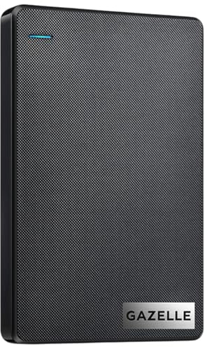 GAZELLE High-Speed 1TB Ultra Slim Portable External Hard Drive - 2-in-1 Type C & USB 3.0, Compatible with PC, Mac, Laptop, PS4, Xbox, iPad, Tablet, Mobile (Black) - 1 Year Warranty