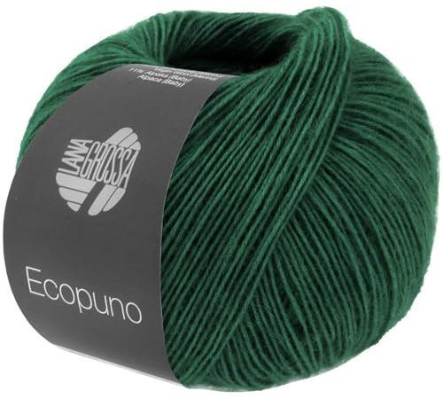 LANA GROSSA Ecopuno | Edle Netzgarnstruktur aus Baumwolle gefüllt mit Merino/Alpaka | Handstrickgarn aus 17% Schurwolle & 11% Alpaka Wolle | 50g Wolle zum Stricken & Häkeln | 215m Garn FB 210
