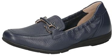 CAPRICE Damen Slipper aus Leder mit Schnalle, Blau (Ocean Deer), 41 EU