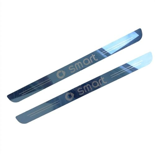 OZWALN 2 Stück Auto Edelstahl Einstiegsleisten Schutz für Smart 451 453 Fortwo Türschwellenschutz Trittplatten Kantenschutz mit Logo Zubehör,Blue