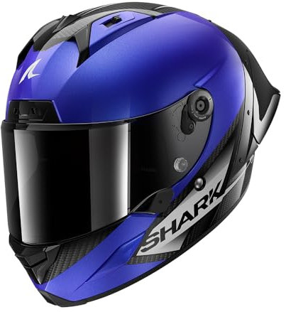 SHARK Unisex Aeron-GP BLANK SP DBA Integraler Motorradhelm, Carbon Blue Anthracite, L