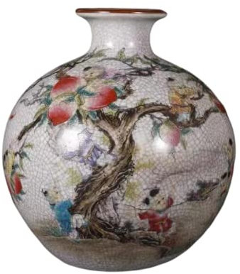 Vase en Céramique Chinois Grand Vase Chinois Blanc Vase À Fleurs en Porcelaine Vases en Céramique Antique Chinois Vase Décoratif Traditionnel (A: 16,5 * 14,5 Cm)