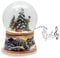 Schneekugel Christbaum schmücken | Sockel nostalgische Winterlandschaft Ocker | mit Spieluhr | Schüttelkugel Weihnachtsdekoration | B: 10 cm H: 14 cm | 20273