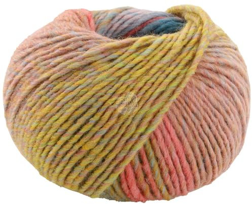 LANA GROSSA Colors for You | Voluminöses Dochtgarn mit Farbverlauf | Handstrickgarn aus 55% Schurwolle & 45% Polyacryl | 50g Wolle zum Stricken & Häkeln | 90m Garn FB 150