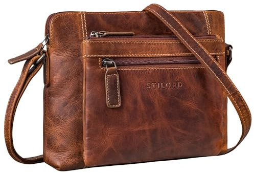 STILORD 'Verdelio' Moderne Damen Umhängetasche Leder Klein - Vintage Leder Messenger Bag Damen-Handtasche - Frauen-Handtasche Echt-Leder - Passend für Tablet bis 10 Zoll, Farbe:salerno - braun