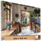 TRIOSK Sichtschutz Garten Deko Zaun Plane Blickdicht groß mit Zaunblende Motiv Landhaus Küche Mediterran für Balkon Terrasse Zaunelement Doppelstabmatten Gartenzaun PVC 250x150 cm