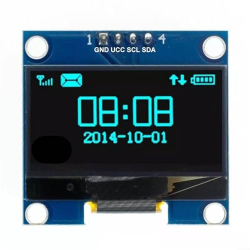 EXTRWORY 1.3 pulgadas para módulo de pantalla OLED 128 x 64 I2C Placa de pantalla LCD autoiluminada de alto contraste para Arduino para Raspberry para proyectos de bricolaje Pi azul blanco (azul)