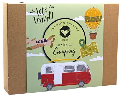 Azafran Gewürze Set Camping, Geschenkset mit 4 Gewürzmischungen für kreative Küche & Grill