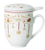 Hutschenreuther Weihnachten Christmas Love Tee-Becher Set 3-teilig bestehend aus Becher mit Henkel 0,40 l, Deckel für Becher mit Henkel, Teesieb