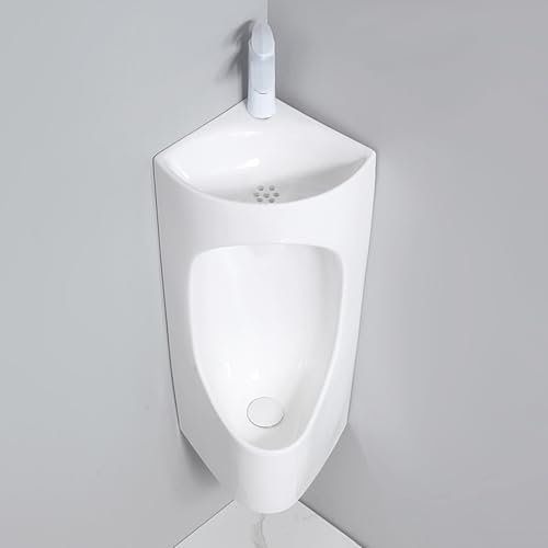 Jcgly Orinatoio Angolare per Bagni Piccoli, in Ceramica Bianca con Lavandino e Rubinetto, Orinatoi Triangolari per Uomo