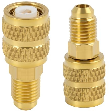 Jecdfs 2 Stück R410A Buchse SAE Adapter, 5/16 Zoll SAE-Buchse auf 1/4 Zoll SAE-Stecker für Mini-Split-Systeme, Klimaanlagen, HVAC und Kühlservice - Hochwertige Messinglegierung