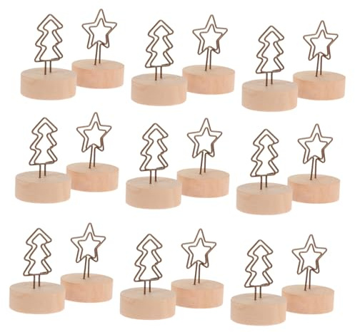 ZUNOXAZ 12 Stück Teiliges Weihnachts Memo Clips aus Holz mit Stern und Tannenbaum Design Stabile Foto und Kartenhalter für Schreibtischdekoration Langlebig Festlich und Vielseitig