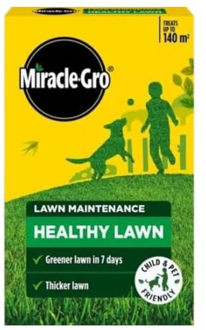 Miracle-Gro Healthy Lawn Fertiliser - Complete Lawn Care for Strong, Green, and Healthy Grass - Easy to Apply - Ideal for Home Gardens - Coverage 80m² / 140m² (140m2)