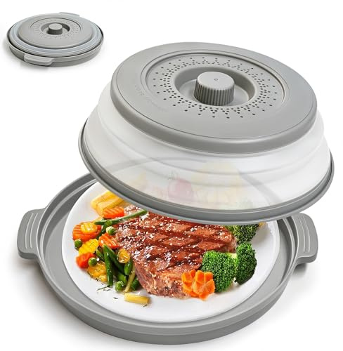 Microwave Cover for Food,Collapsible Microwave Food Covers | Microwave Cover with Base Mat for Food,Silicone Microwave Splatter Guard, Free BPA, microwave splatter cover