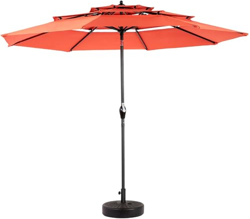 SHAIRMB Parasol D'ExtéRieur Double Face De 14,8 Pieds, Grand ModèLe Rectangulaire avec Manivelle (sans Pied), Parasol Extra-Large Et Ventilé, RéSistant Au Vent,Orange