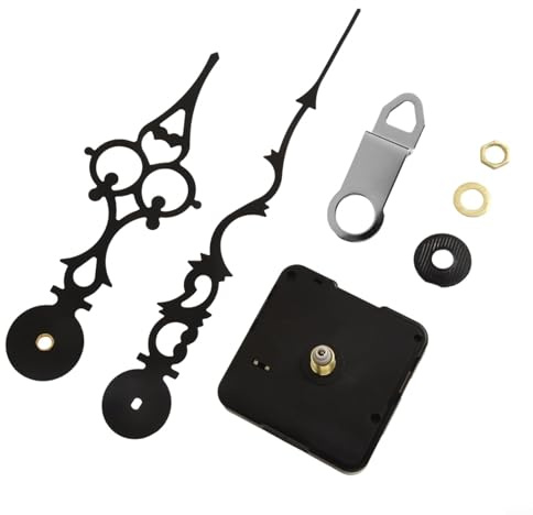 Leises Quarz-Uhrwerk-Set für individuelle Uhrherstellung, 125 mm, Stundenzeiger, 180 mm, Minutenzeiger, 56 x 56 x 16 mm, Gehäuse, Kunststoff, Aluminium