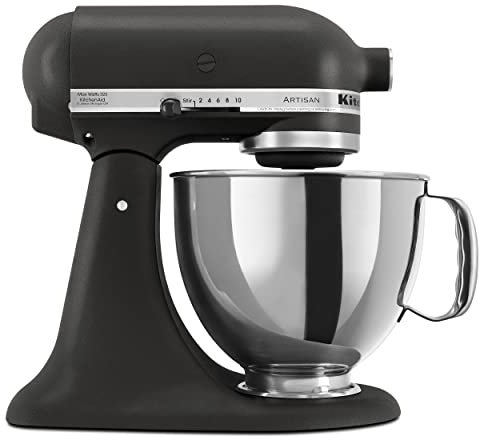 KitchenAid KSM150PSBK Artisan 5 Quart Stand Mixer, Stainless Steel, 325 W, Cast Iron