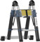WORHAN Teleskopische 3.8m TELESKOPLEITER 2 in 1 ANLEGELEITER KLAPPLEITER ALU TELESKOP Leiter MULTIFUNKTTIONS Leiter 380cm K3.8C