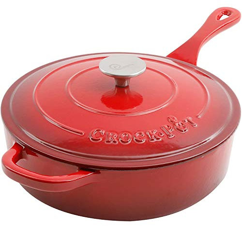 Crock Pot Artisan Schmorpfanne aus emailliertem Gusseisen, 3,5 l, Scharlachrot