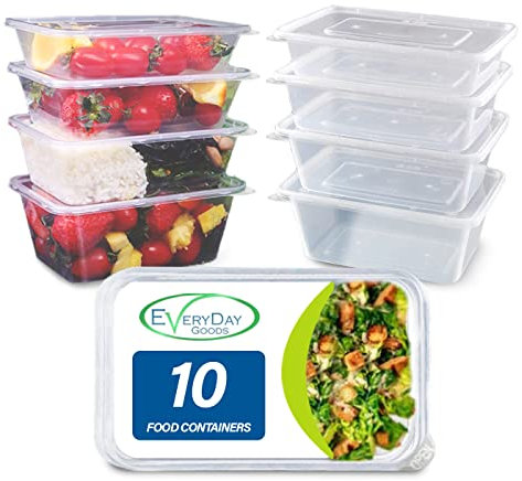 EveryDay Goods 10-Pack 500ml Food Storage Containers with Lids – Ideal for Meal Prep, Takeaway & Freezer Storage – Includes 10 Waterproof Freezer Labels