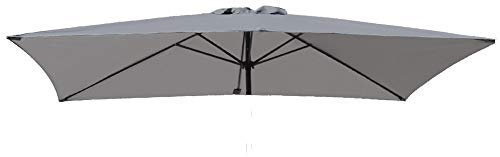 Green Bay 3X2m/6 Arms Replacement Parasol Garden Patio Umbrella Fabric Canopy Cover (Grey)