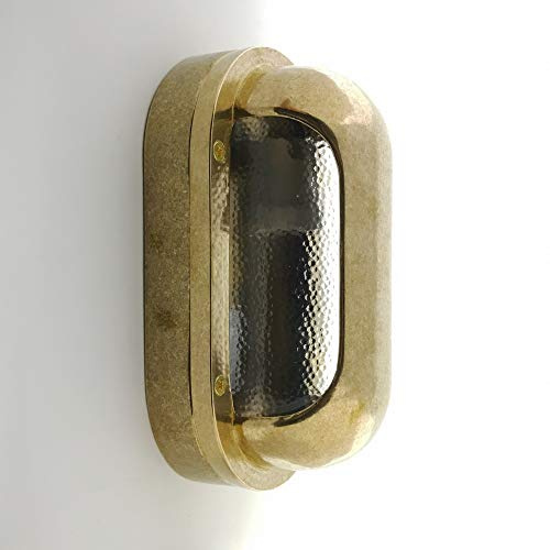 KsH und Co IP64 Ovale schwere Messingschottlampe mit Abdeckung, oben und unten