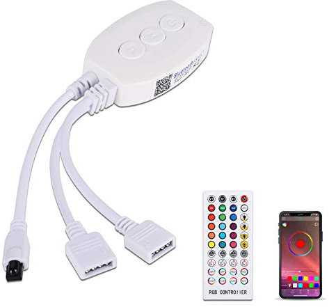Bluetooth Controller, ALED LIGHT DC 12V Bluetooth LED Streifen Licht Controller mit 40 Tasten IR Fernbedienung für RGB LED Strip LED Band Smart Phone APP Control Smart Controller für IOS und Android