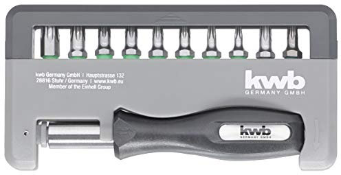 kwb Bit-Box im Taschen-Format, Torx T-10, 15, 20, 25, 30, 40 + Tamper-Torx TT-20 u. 25 inkl. Bit-Halter und Handgriff