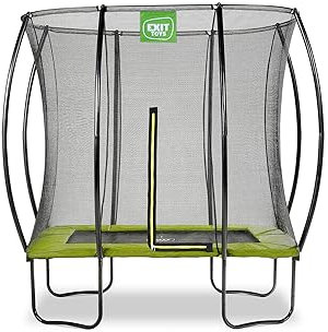 EXIT Toys Silhouette Trampolin - 153x214cm - Kompaktes Rechteckiges Gartentrampolin Outdoor für Kinder - Mit Sicherheitsnetz und Fußschutzsystem - Preisgünstig - Sicherer Einstieg - Grün