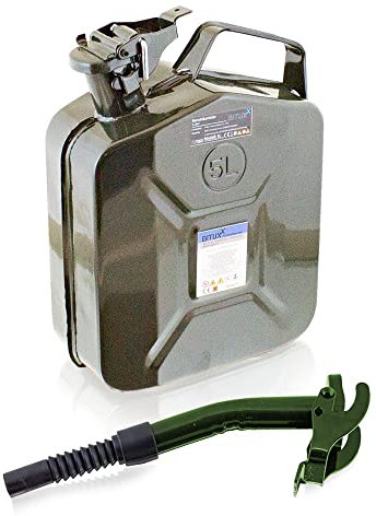 BITUXX® Stahl Benzinkanister Dieselkanister Kraftstoffkanister Kanister UN Zulassung (5 Liter mit Einfüllstutzen Starr)