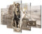 B&D XXL - Wandbilder XXL Löwe 200x100cm 5 tlg - Wand Deko Leinwand Bilder Groß Wanddeko Wohnzimmer Schlafzimmer Kunstdrucke - Tiere Abstrakt Struktur Afrika g-C-0305-b-m