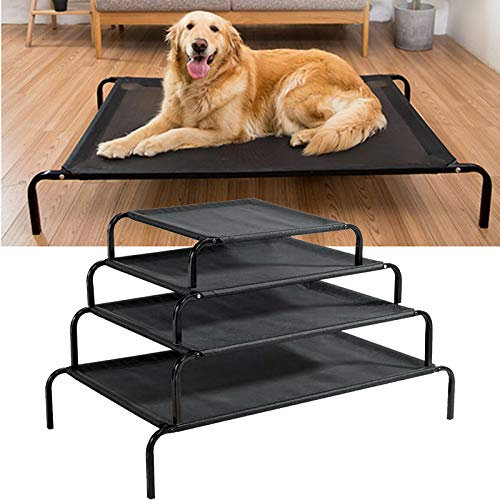 Royalswill Small Elevated Dog Cat Sleep Bed Portable Indoor Relaxing Sleeping Bed Outdoor Camping Basket Raised Cot Breathable Mesh Pet Cot Metal Frame, 75cm x 47cm x 15cm