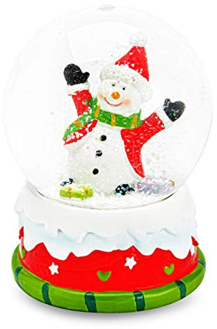 Mousehouse Gifts - Musikalische Schneemann-Schneekugel mit festlicher Melodie aus Glas, Musikkugel für Familienfreude