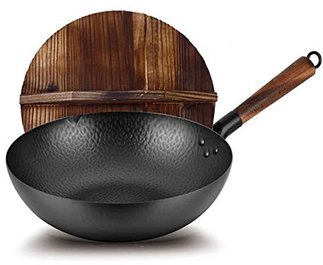BSTL Wok, Poêle Wok Ouverte Antiadhésive avec Poignée Soft Touch - Induction, Batterie De Cuisine Allant Au Lave-Vaisselle - 34 Cm, Noir,B-34CM