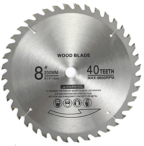 BlueCatELE 8 40 Teeth Carbide Tip Wood Cutting Circular Saw Blade Table Saw Blade Miter Saw Blade with 5/8 Arbor for General Purpose