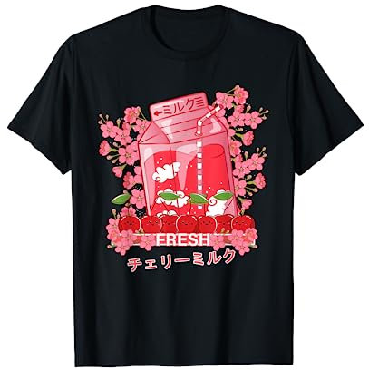 Lait de cerise Kawaii japonais Manga Anime Kawaii Cerises T-Shirt