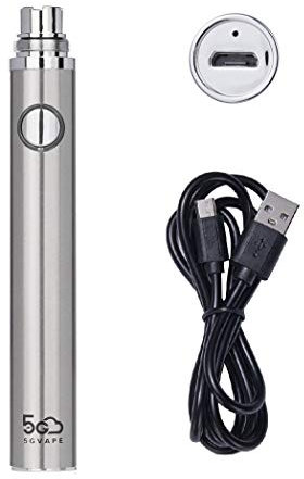 5GVAPE EVOD EGO Electronic Cigarette Battery,USB Rechargeable Long Lasting 650mAh,510 Thread E Shisha Hookah Vape Battery for CE4 Tank atomizer,Steel Color,No E Liquid