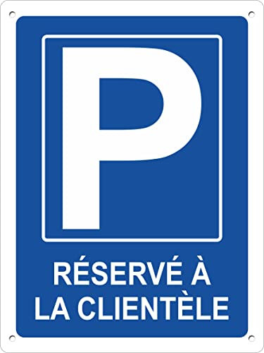 Pubblimania Panneau de stationnement réservé aux clients en aluminium dibond de 3 mm. Pour usage extérieur ou intérieur, peut être installé au mur, portail etc (20 x 30 cm)