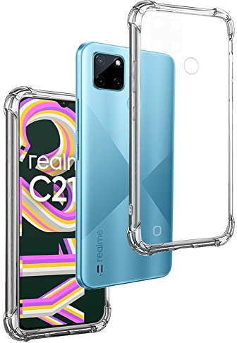 Funda Anti-Shock Gel Transparente para REALME C21Y - REALME C25Y, Ultra Fina 0,33mm, Esquinas Reforzadas, Silicona TPU de Alta Resistencia y Flexibilidad