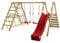 Columpio Infantil WICKEY Smart Shake con tobogán Rojo y Accesorio para trepar, Columpio, Marco de Columpio, Columpio Doble, Columpio de Madera para el jardín.