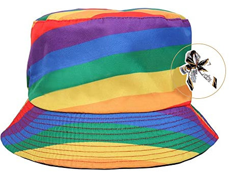 Hixingo Hut Fischerhüte für Damen Herren, Sonnenhut Bucket Hat Tie Dye Bunt Druck Faltbar Reversibel Freizeithut Strandhut - Sommer Outdoor Camping Reisen Wandern (Regenbogen 3,22-23 inch)