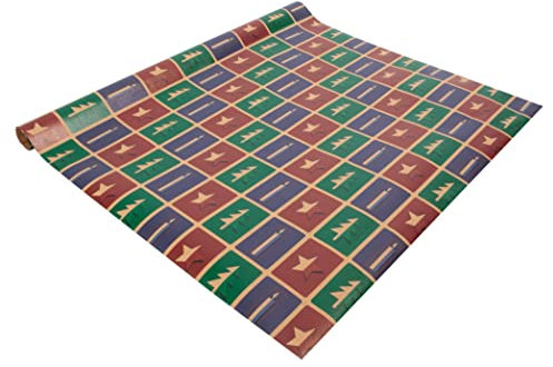 SIGEL GP122 Weihnachts-Geschenkpapier, Kraftpapier, rot, grün, violett, 1 Rolle 5 m x 50 cm, Cut-out style, aus nachhaltigem Papier