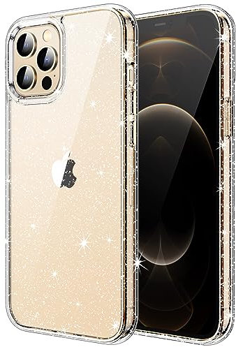 JETech Glitter Case for iPhone 12 Pro Max, 6.7-Inch, Bling Sparkle Shockproof Phone Bumper Cover, Cute Sparkly for Women and Girls (Clear)