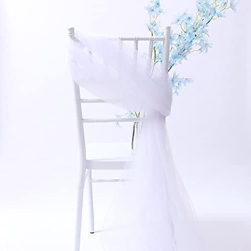 2 Stück Tüll Stuhlschleifen 150x200cm,Tüll Stuhlhussen Stuhl Schärpe Band Tüll Stuhl Band Schleifenband Stuhl Deko für DIY Handwerk Tutu Rock Hochzeit Weihnachten Party Zeremonie Dekor,Weiss