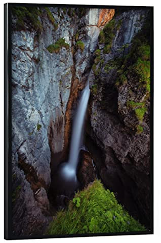 artboxONE Poster mit schwarzem Rahmen 30x20 cm Natur Lower Dietersbach - Bild Waterfall Bavaria Bayern