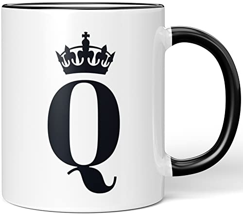 JUNIWORDS Tasse, Krone mit Buchstabe Q, Schwarz (1007535)