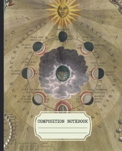 Composition Notebook: Dark Academia Aesthetic College Ruled With Phases Of The Moon Cover Design