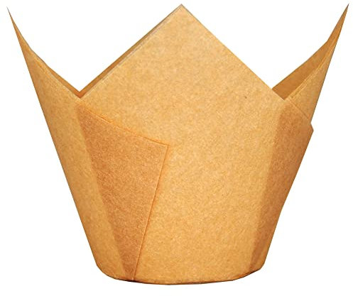 QLSmypkg Extra Large Jumbo Muffin Greaseproof Paper Baking Cupcake Cups, 2-1/4 x 3-3/4 Natural Tulip Baking Cup Case of 125 pcs (Extra Large) (125)